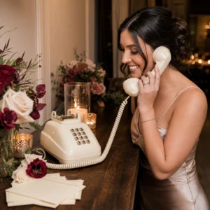 Audiogästebuch mit Telefon im Einsatz auf einer Hochzeit