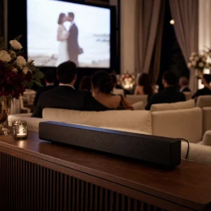 Soundbar bei einer Hochzeitspräsentation im Einsatz